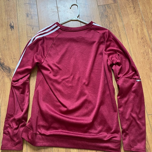 Authentic Mens Burgundy Adidas Running CLIMAWARM Long Sleeve Shirt - Picture 2 of 3